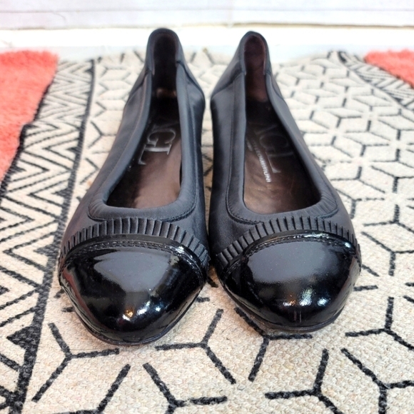 AGL PLEATED PATENT LEATHER BLACK KITTEN HEELS, SZ 7.5 - Picture 2 of 11